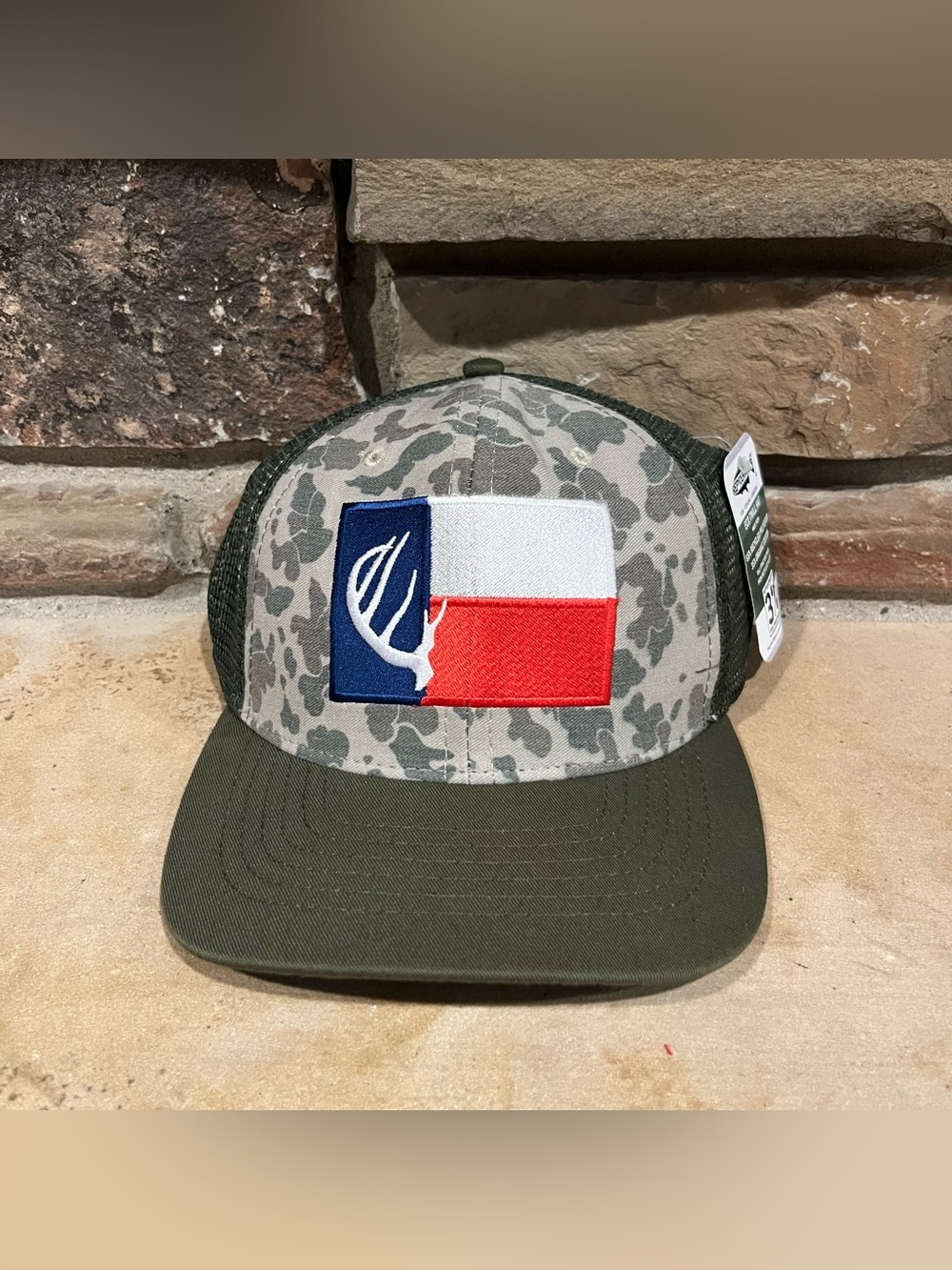 RepYourWater Texas Whitetail Olive Camo Trucker Hat with Texas Patch